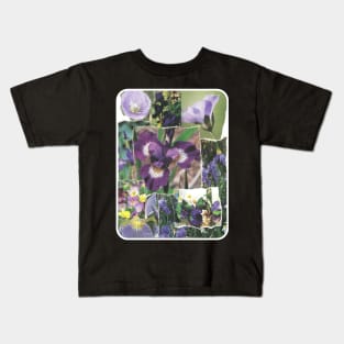 Purple Flowers Collage Kids T-Shirt